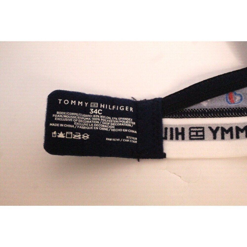 Tommy Hilfiger Padded 34 C Underwire Logo Blue Micro Preppy Y2K Up Bra - Picture 6 of 10